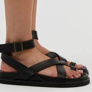 THE BALI TAILOR LENI BLACK SANDAL LEATHER HEAVY QUALITY SIZE 38